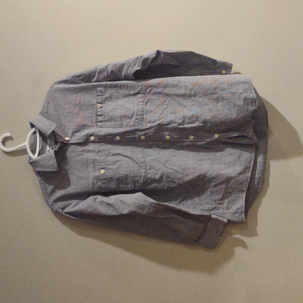 Vintage Burberrys Mens 15.5-33  Blend‎ Navy/Gray Checked Button Down Shirt
